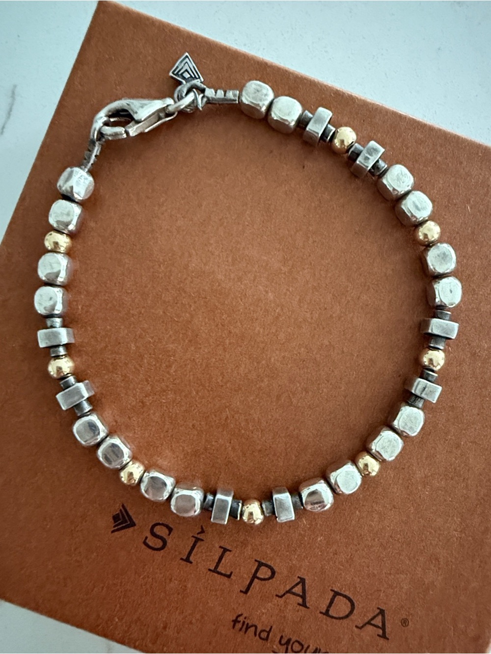 Silpada Sterling Silver and 14K Gold Nuggets Bracelet B1213